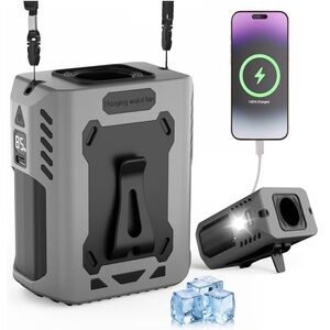 Portable Waist Fan 5-Speed, 10000mAh Rechargeable Wearable Cooling Fan, Gray